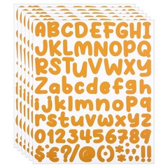 Alphabet Letters Numbers Stickers, 6 Sheets Self Adhesive Capital Decal, Orange