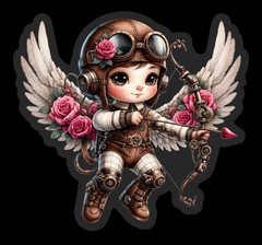 Steampunk Cupid Angel Sticker | Mechanical Cupid Vinyl Sticker | Gothic Romantic