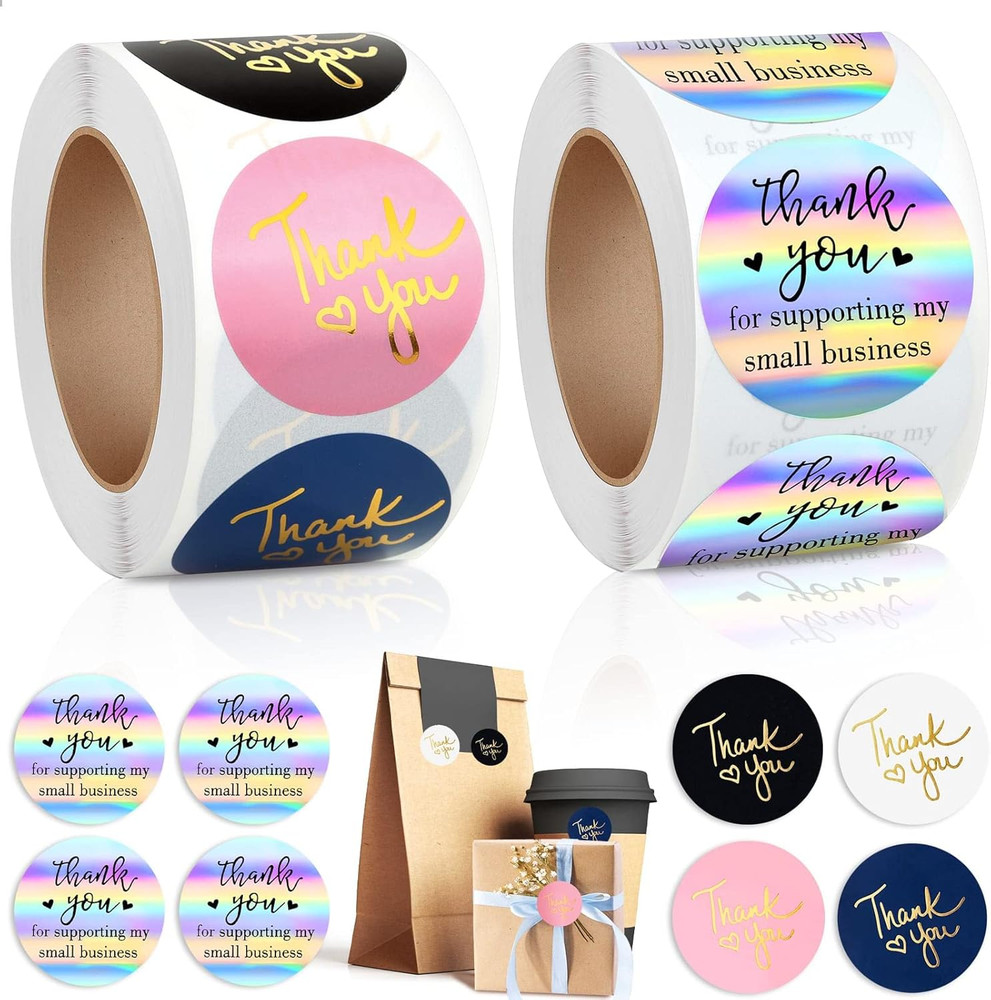 1000 Pcs 1.5 Inch Thank You for Supporting My Small Business Stickers