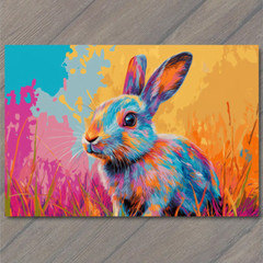 STICKER Bunny Rabbit Easter Color Explosion Whimsical Bright Pop Art Neon Fun