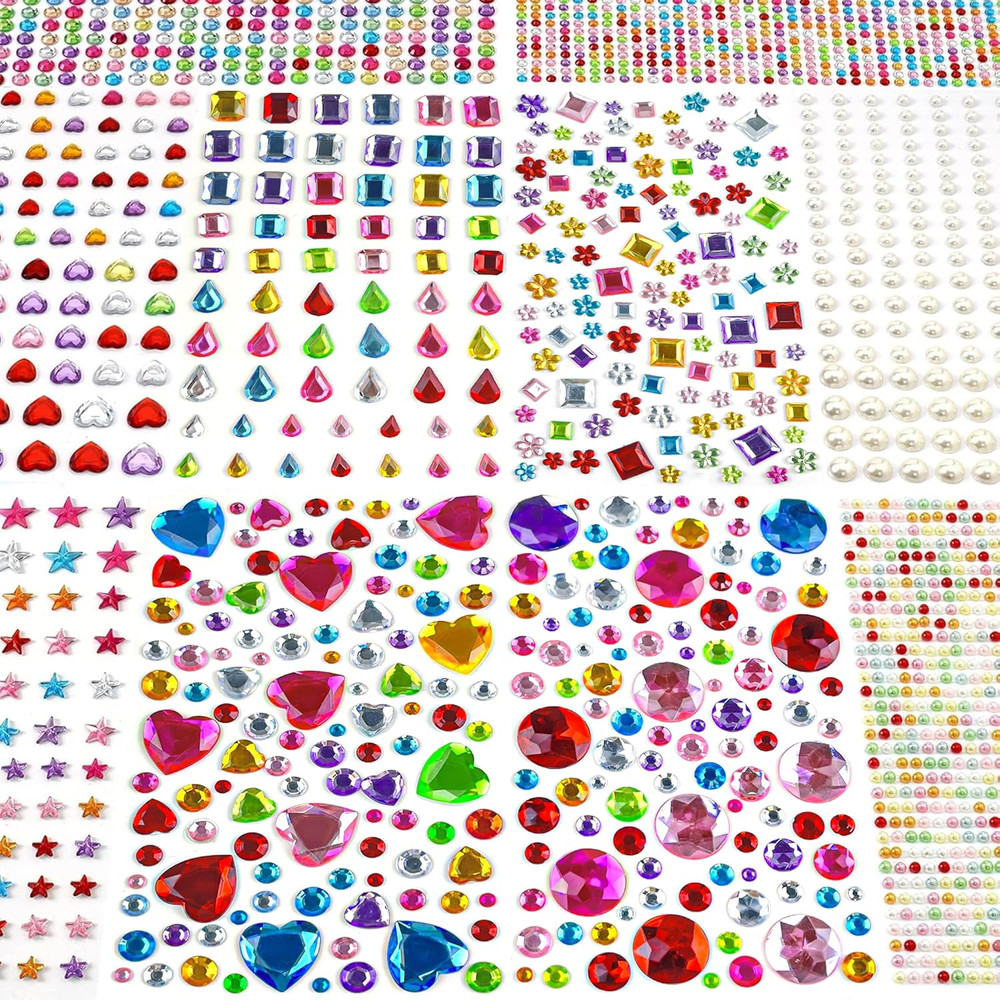 3000 PCS Gem Stickers – Self Adhesive Rhinestones for Crafts & DIY Projects