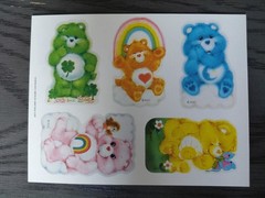 Set of (4) sheets 1983-1984 AGC Care Bear Stickers Christmas Rainbow Clovers Sun
