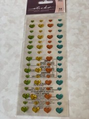 STICKO EK SUCCESS EPOXY STICKERS BRIGHT HEART MULTI-COLOR-SIZE HEARTS 64PCS