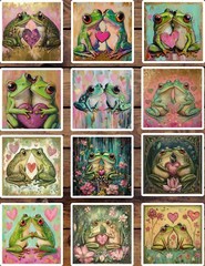 Frogs In Love Die Cut Vinyl Stickers Set Scrapbooking Laptop Waterbottle