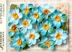 Canvas Textured BRIAR ROSE – Teal Blue MIX – 12 Flowers 40-45mm & Leaves5008PetA