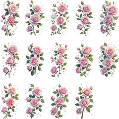 14 Pieces Beautiful Rose Flower UV DTF Transfer Stickers, Waterproof, Scratch Re