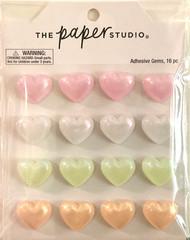 16 Heart-Shaped Pearlescent Adhesive Gems/Stickers, ¾” Width, ¼” Thick, Chunky