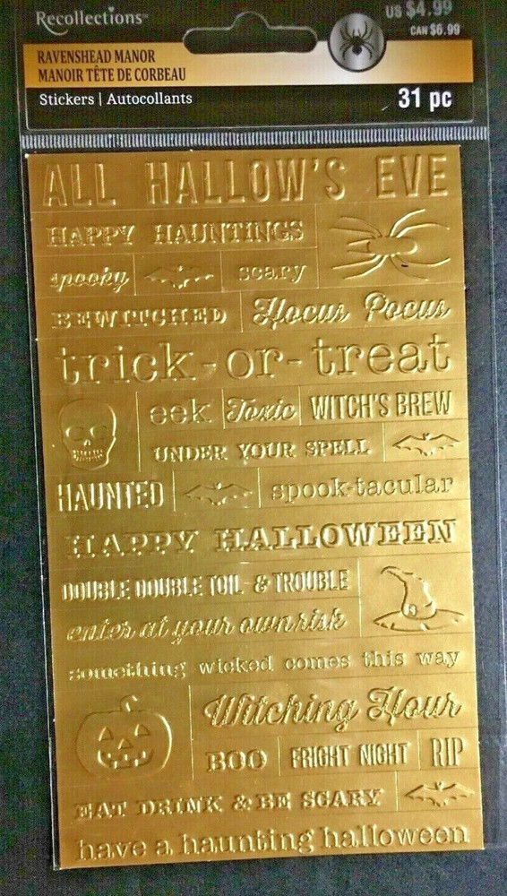 Halloween Ravenshead Manor Gold Stickers 31pc RECOLLECTIONS New