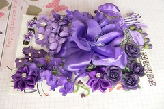 Dark PURPLE Mix – 28 Flowers 9 Styles 4 Tones PAPER & FABRIC Approx 10-75mm HH4