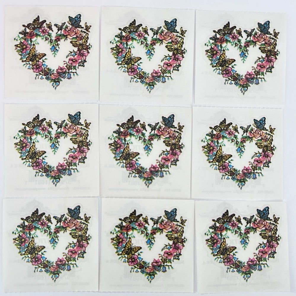 Vintage PSX Designs Stickers (9 – 2 «x2 » Stickers) Butterfly Heart NEW