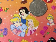 DISNEY PRINCESS Stickers(4″x 6-3/4″) Cinderella•Ariel•Belle•Jasmine •Aurora•Bows