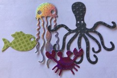 SEA ANIMAL Die-Cuts(8pc)Octopus •Shells•Ocean•Jellyfish•Fish•Crabs•Sand•Vacation