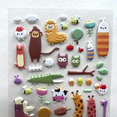 Animal Farm Puffy Sticker Sheet Cute Tiny Planner Scrapbooking Journaling Crafts