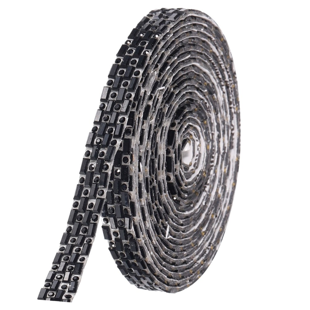 1 Pcs 3 Yards 10mm Self-Adhesive Crystal Rhinestone Ribbon Black