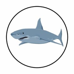 48 SHARK #2 ENVELOPE SEALS LABELS STICKERS 1.2″ ROUND