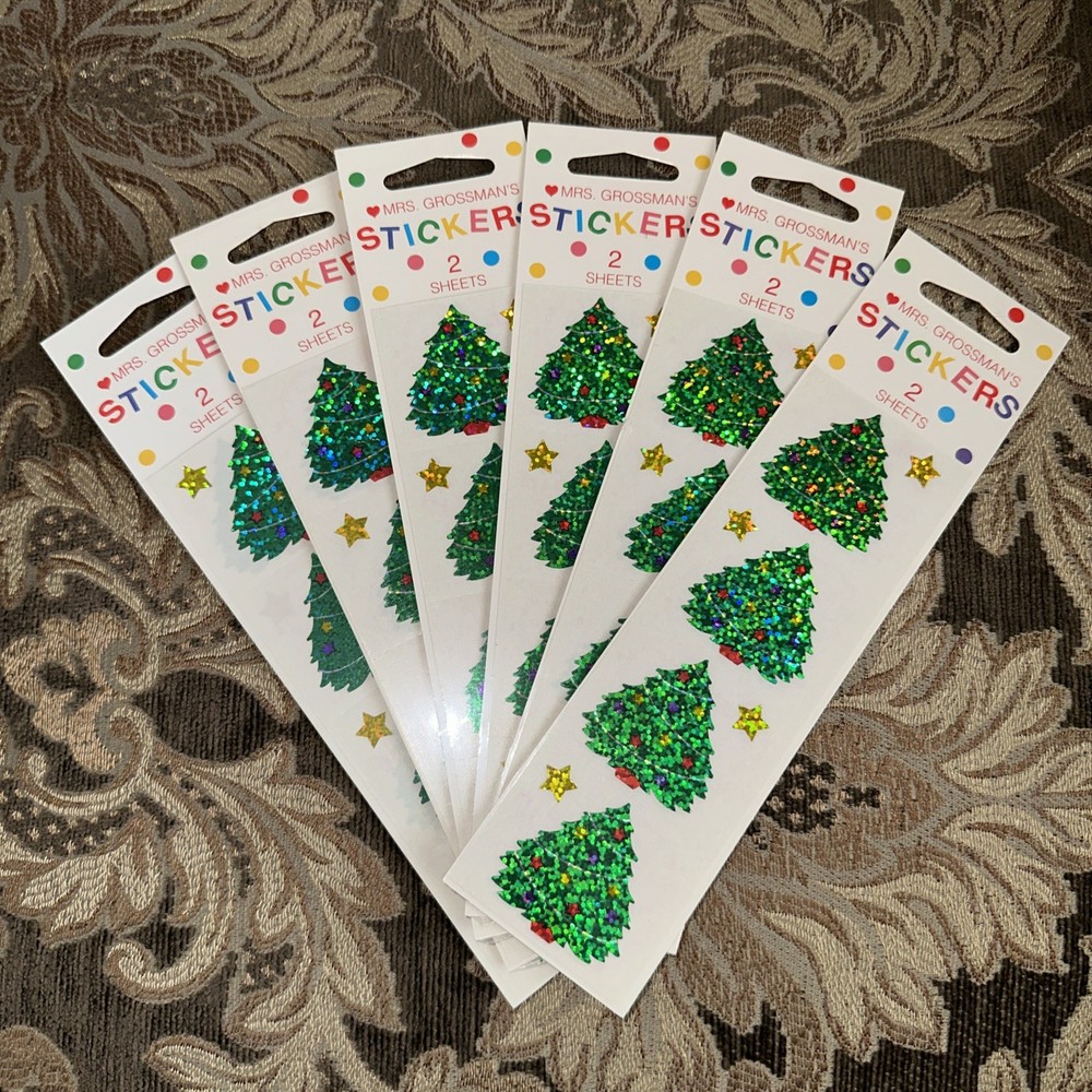 Vintage Mrs. Grossman’s Prismatic Christmas Tree Stickers Classic Star Lot Of 6