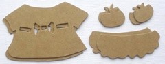 (3) *GiRL OUTFIT* Baby Top Booties: Clothes Bare Unfinished Chipboard Die Cuts