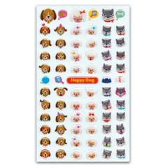 CUTE HAPPY DOG AND CAT GEL STICKERS Sheet Animal Craft Scrapbook Raised Sticker
