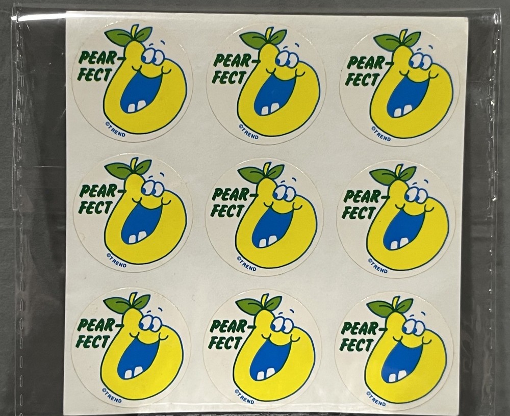 Rare Vintage Food Smell Reward Stickers Scratch N And Sniff Trend Pear-Fect Pear