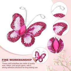 50Pcs Craft Butterflies, 1.2″ Organza Mesh, Red Pink Color