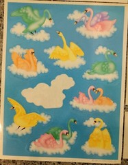 vintage 80s stickers lot Hallmark AGC stick ons 6 sheets raggedy ann swans dogs