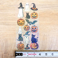 Violette Stickers – Crystal Pumpkin and Cats – 1 Sticker Sheet for Scrapbooks