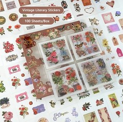 Lot 300+ Stickers Set Retro Vintage Style Flowers Butterfly Fruit Labels Plants