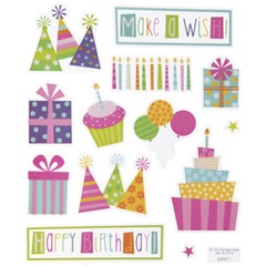 2 Sheets Glitter Birthday Planner Stickers Papercraft Envelope Seal Card Present