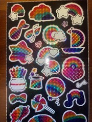 Vintage Prism Sticker Sheet Mark 1 Brand Rainbow Hearts Star 1980s Large