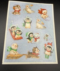 Hallmark Christmas Animals Sticker Sheets lot. 4 sheets. vtg collectible
