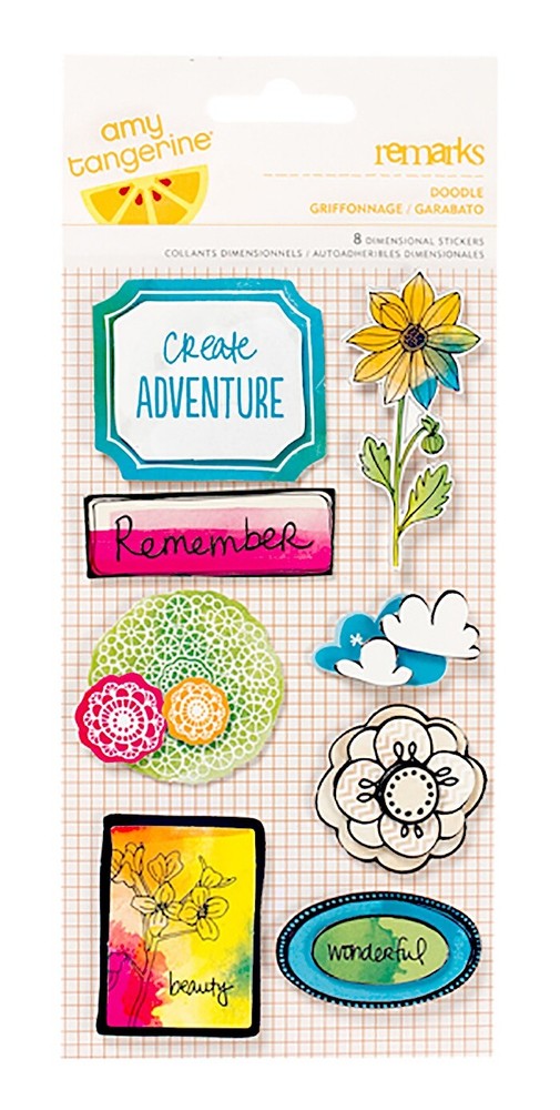 Amy Tangerine, Sketchbook Remarks, Layered Stickers, Flower. & Stem, Adventure