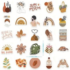 50pc Cute Aesthetic Boho Sticker Pack Lot Laptop, Phone, Scrapbook, Journaling