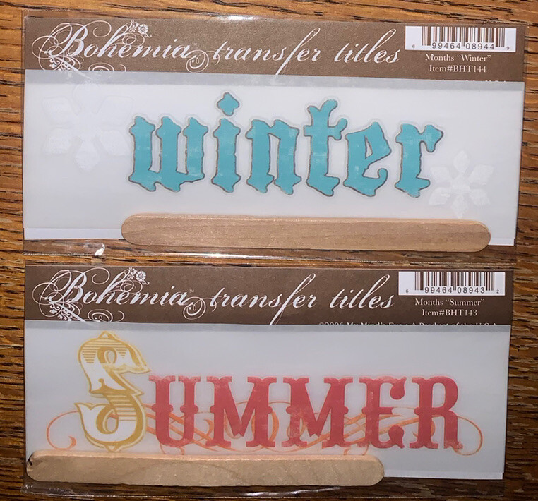 Lot Of 2 My Minds Eye BOHEMIA RUB ON TRANSFERS Seasons TITLE ~ Winter ~ Summer ~