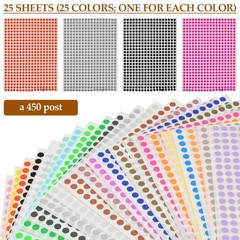 FOCCTS 25 Colors 6mm Round Dot Stickers, Small Color Coding Circle Dot Sticke…