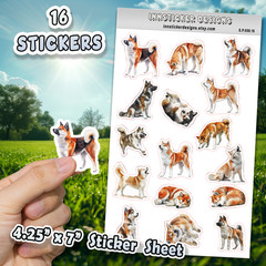 Akita Dog Stickers for Journals, Scrapbooks, Planners, Glossy, Matte