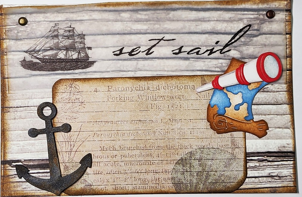 Set Sail Nautical Anchor Clipper Ship Ephemera 3D #904 Journaling Handmade
