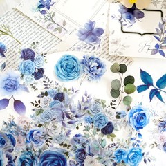 Obujopal 100 Pcs Blue Flower Stickers, Wildflower Stickers for Scrapbooking J…
