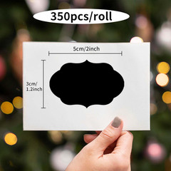 350 PCS Fancy Shape Stickers, 2″ x 1.2″ Black Label Stickers for Presents, Jars,