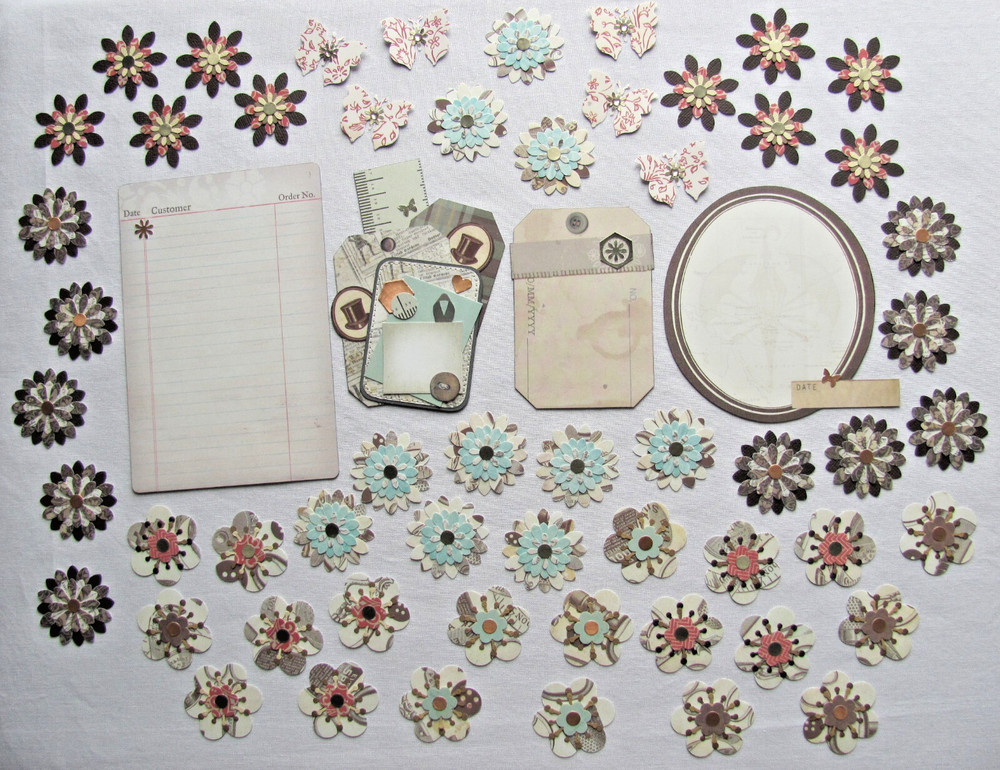 Handmade Flowers Embellishments Paper Pieces 60 Scrapbooking Junk Journals Cards