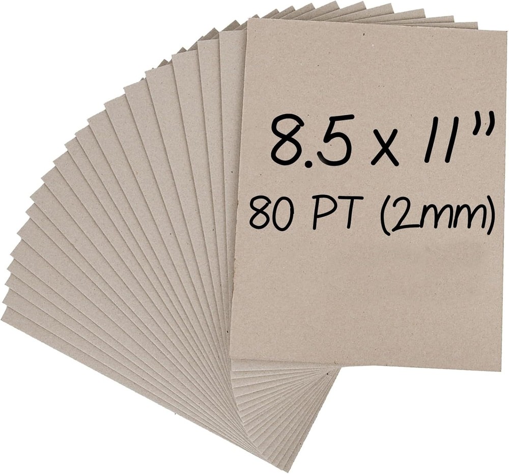 Heavy-Duty Chipboard Sheets 8.5 x 11 in – 80 PT (2mm) Thick – 20 Sheets of Ch…