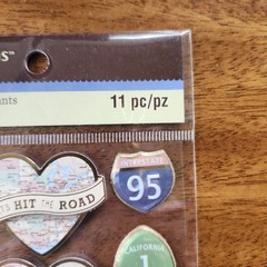 Recollections Let’s Hit The Road Travel Map & Road Sign Stickers 11 pc