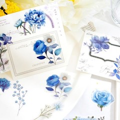 Obujopal 100 Pcs Blue Flower Stickers, Wildflower Stickers for Scrapbooking J…