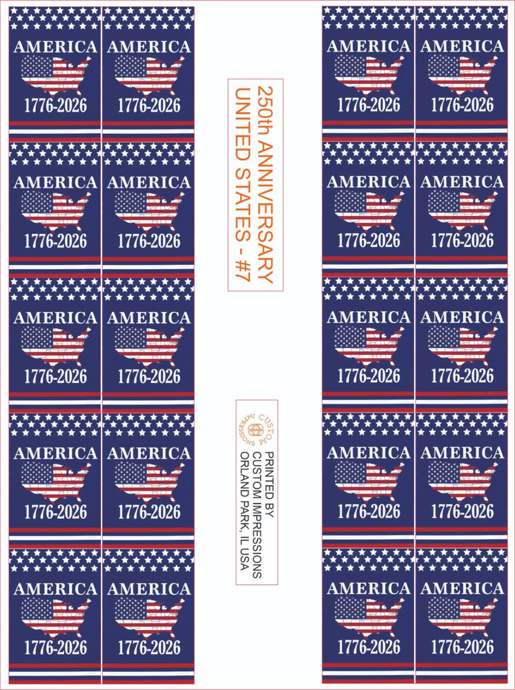 250TH ANNIVERSARY UNITED STATES STICKERS COMPLETE SHEET #7