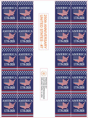 250TH ANNIVERSARY UNITED STATES STICKERS COMPLETE SHEET #7