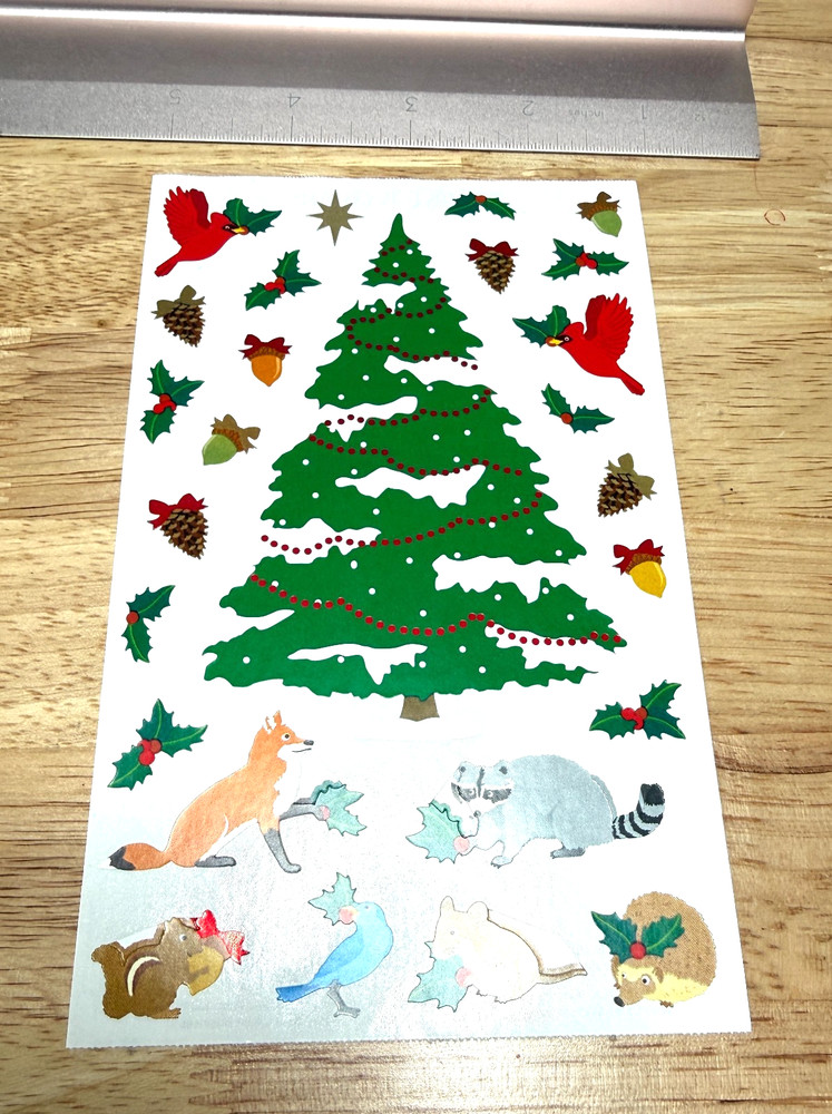 Vintage Mrs Grossman’s Large Christmas Tree Woodland Animals Sticker Sheet