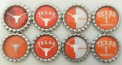 SET OF 8 «TEXAS LONGHORNS» FSLAT BOTTLECAPS! party favors,hairbows