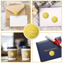 408Pcs Congratulations Gold Foil Embossed Stickers 2″ Star Self Adhesive Enve…