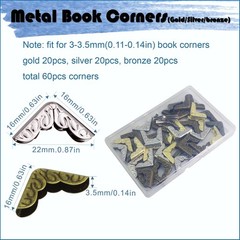 60 Pcs Metal Corners Protector Vintage Scrapbook Supplies Photo Mounting Corner
