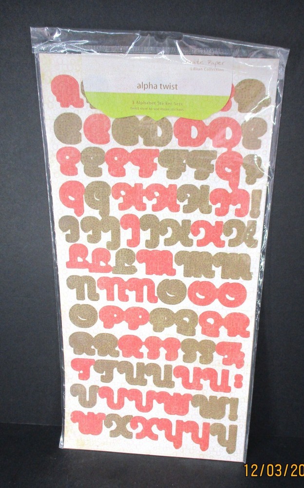 Crate Paper Alpha Twist Stickers Lillian Collection 3 Sets, Numbers & Punct.