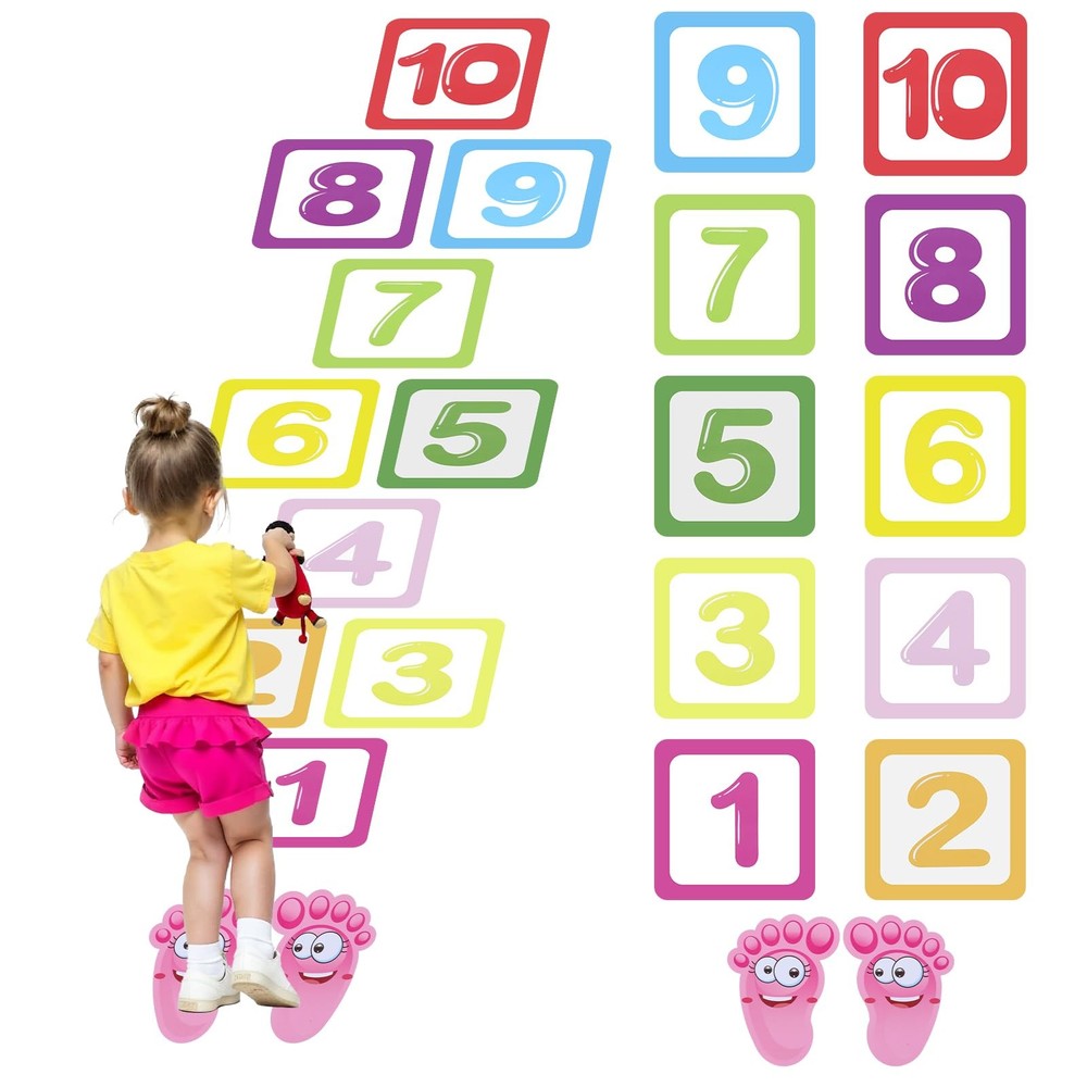 Hopscotch Game Floor Stickers for Kids, Fun Puzzle Wall Decals
